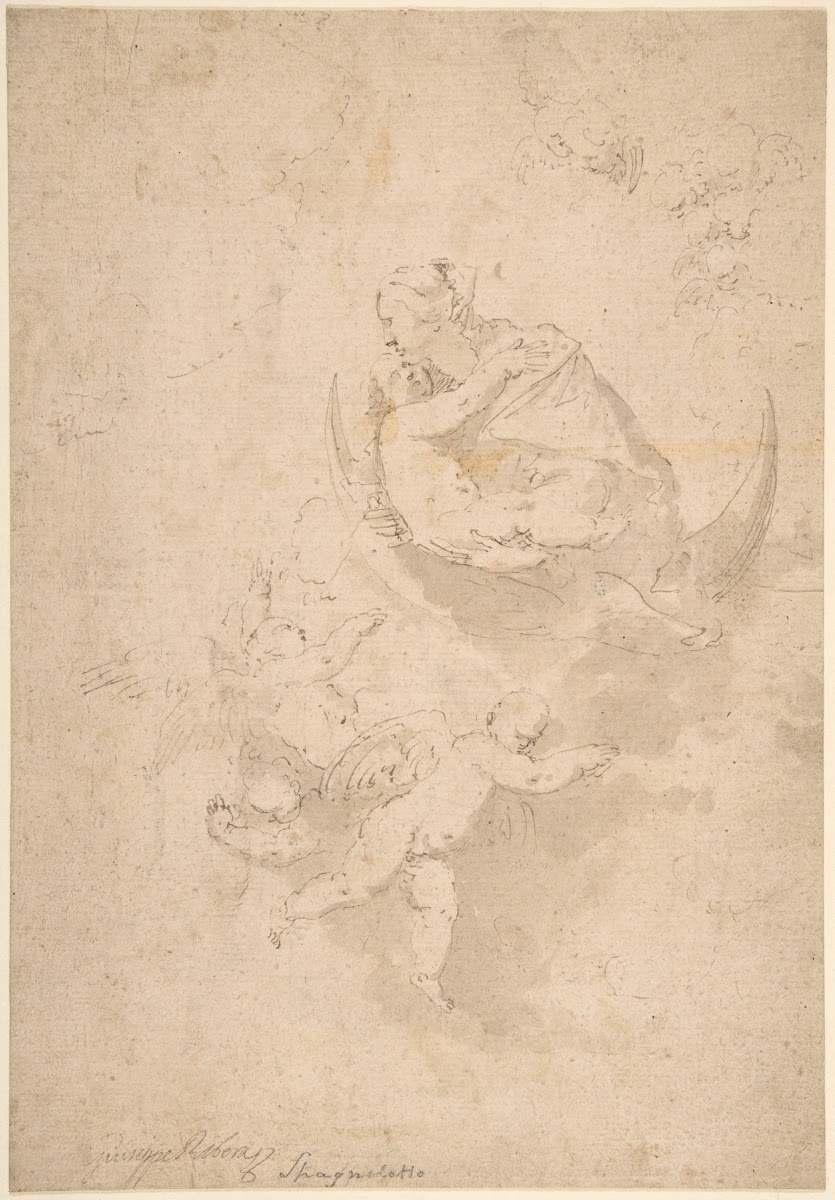 Virgin and Child on Crescent Moon with Putti 15911652