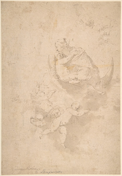 Virgin and Child on Crescent Moon with Putti 15911652