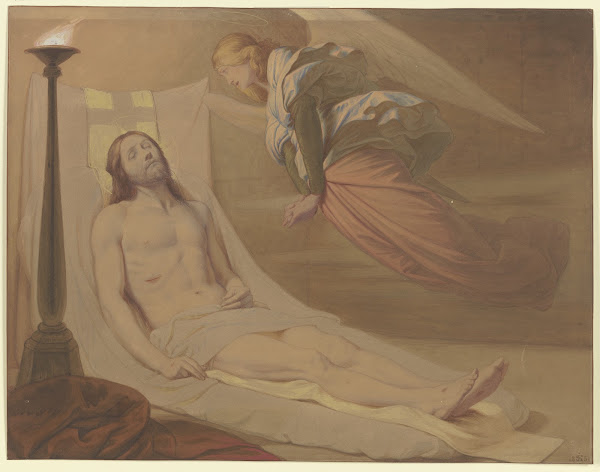 Christus Im Grab ÜBer Ihm Schwebend Ein Trauernder Engel 1851