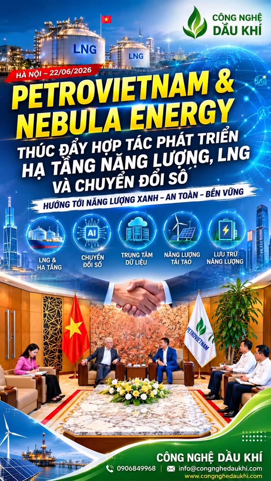 Petrovietnam và Nebula Energy thúc đẩy hợp tác phát triển LNG, AI và hạ tầng năng lượng hiện đại