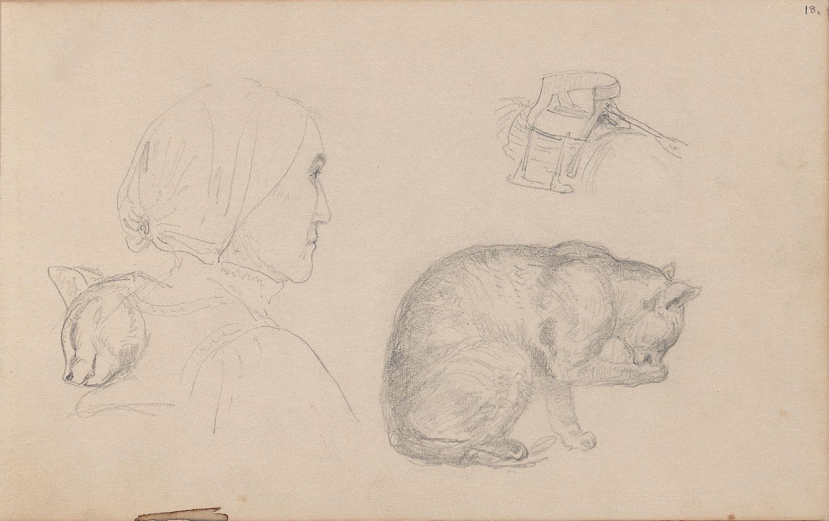 Kvinnefigur katter kvinnesal between 1855   1857