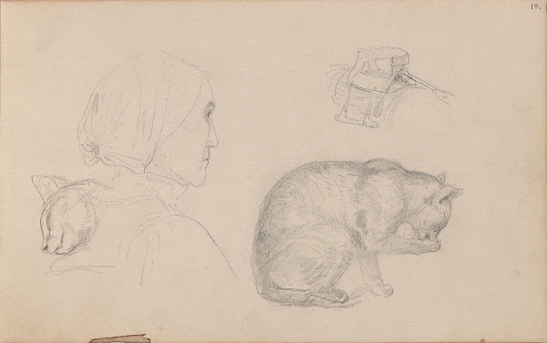 Kvinnefigur katter kvinnesal between 1855   1857