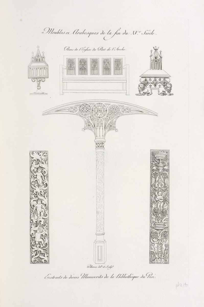 Meubles et arabesques de la fin du XVe siècle Banc de léglise du pont de larche