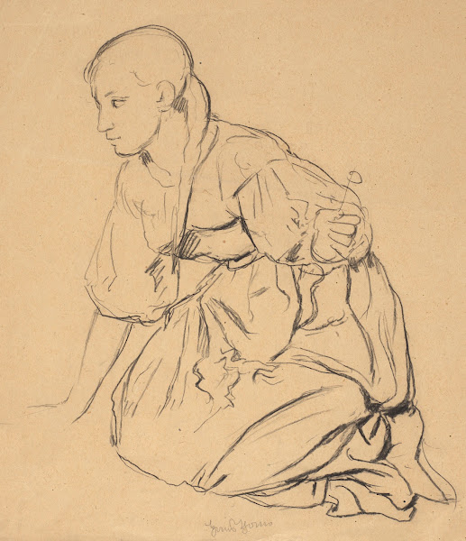Study of a girl kneeling in a meadow 1888