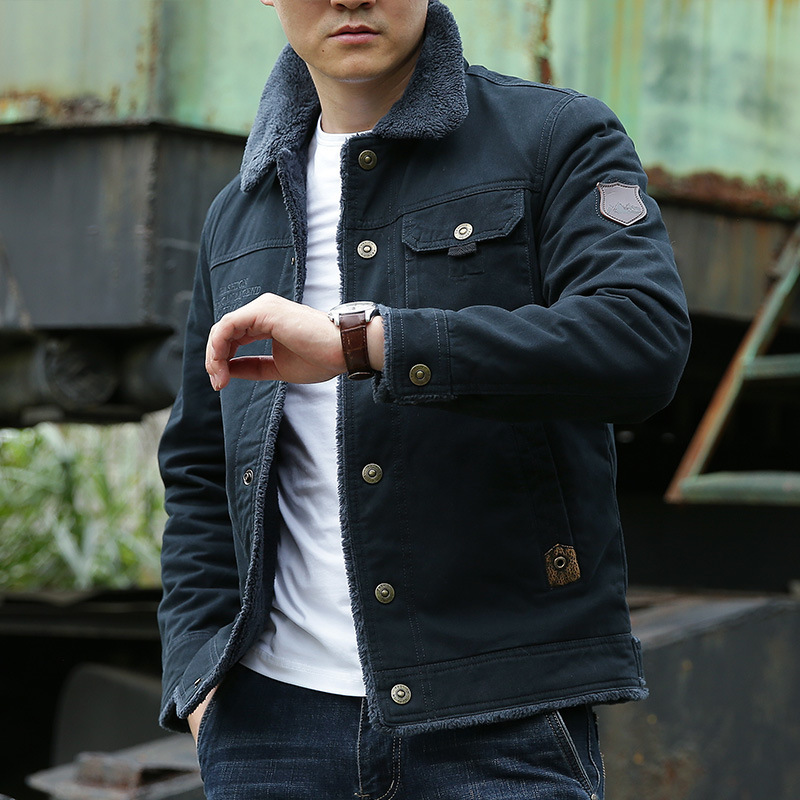 Insulated men's winter jacket, loose fit, embroidered
