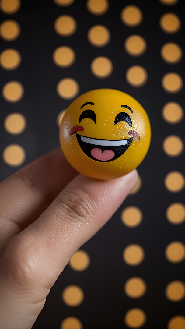 Cheerful Emoji Ball with Dotted Background Wallpaper