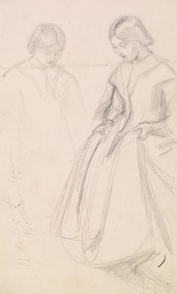 Female  Sketches Of A Girl Holding Her Skirt 1856