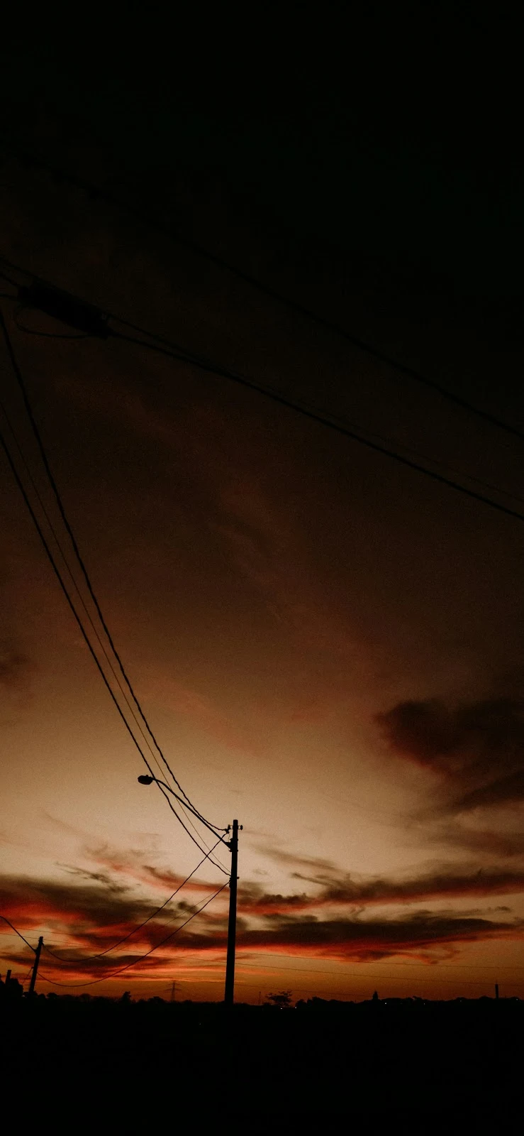 Dark Sunset With Power Lines - Urban Photography 4K iPhone Wallpaper (2769x5999)