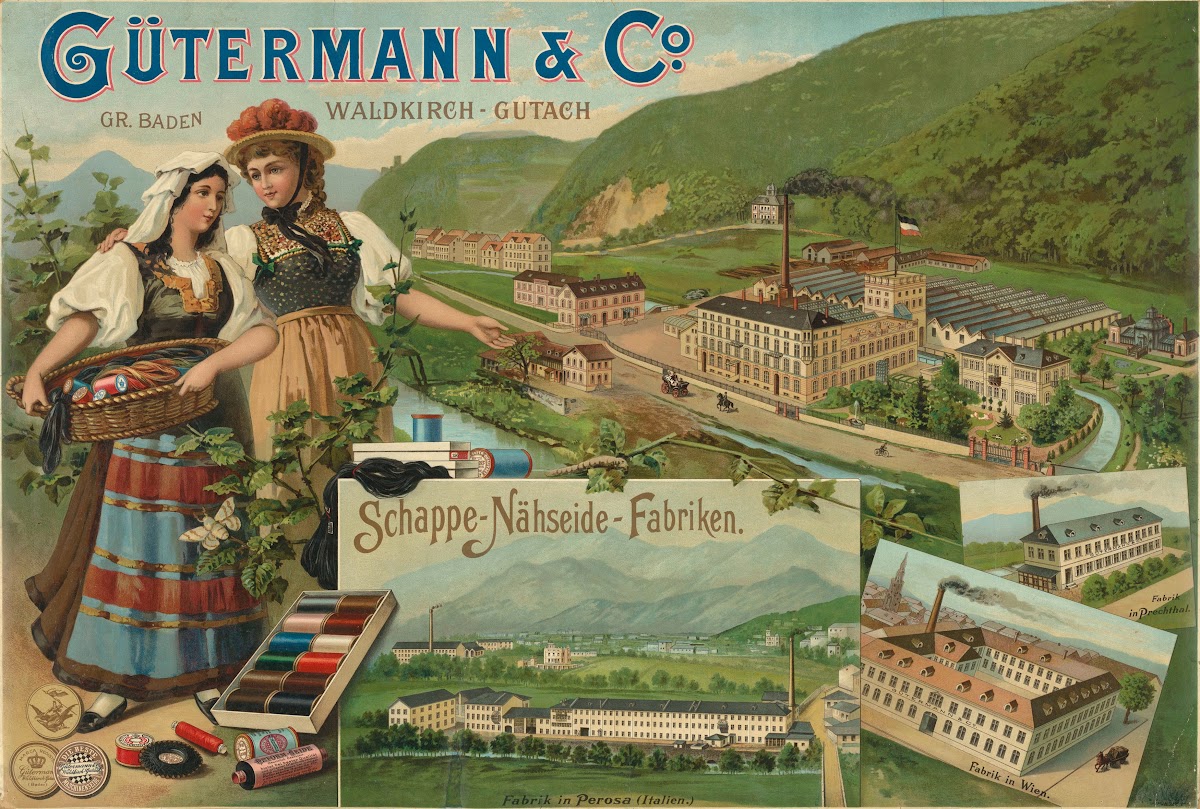 GüTermann  Co Waldkirch Gutach Schappe NäHseide Fabrik 1900