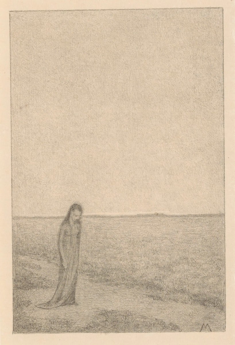 Vrouw in vlak landschap 1901