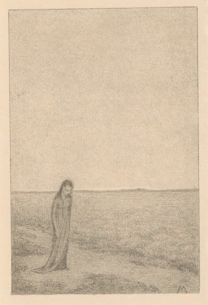 Vrouw in vlak landschap 1901