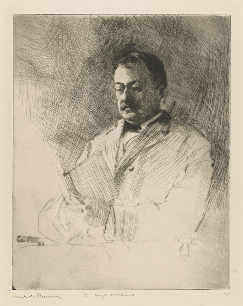 Portrait of George R Agassiz professor of zoology at Harvard University reading