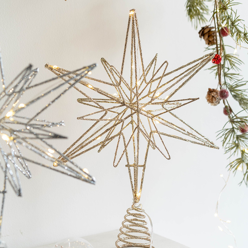 Beleuchteter Weihnachtsbaum-Stern aus Eisen