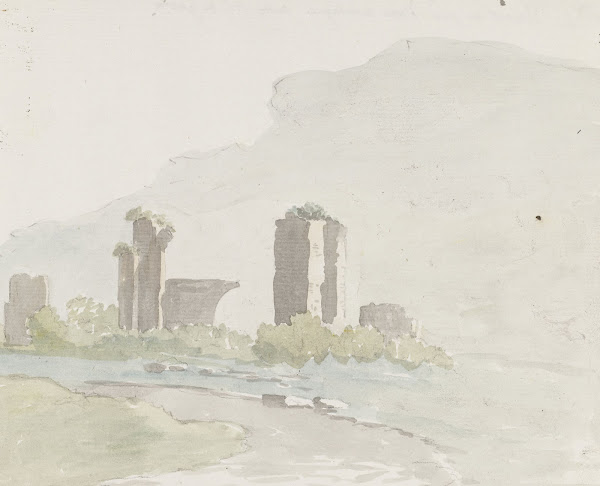 Ruïnes aan voet van berg tussen Itri en Gaeta 1778