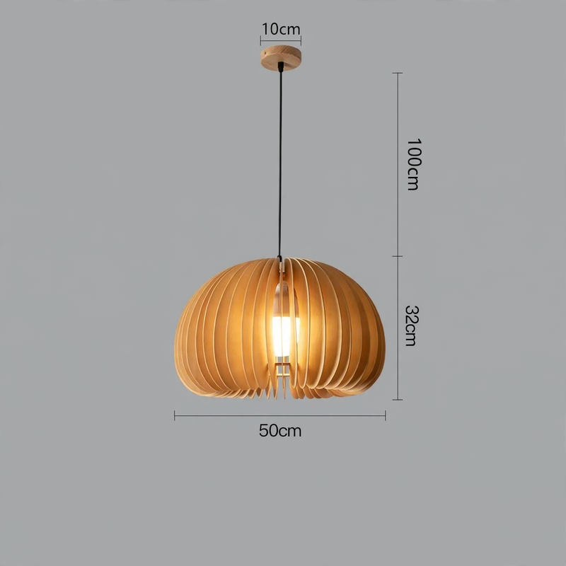 Holz-Hängelampe mit LED, höhenverstellbar