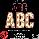 Black lettering sample of the Teko Satin Applique Embroidery font