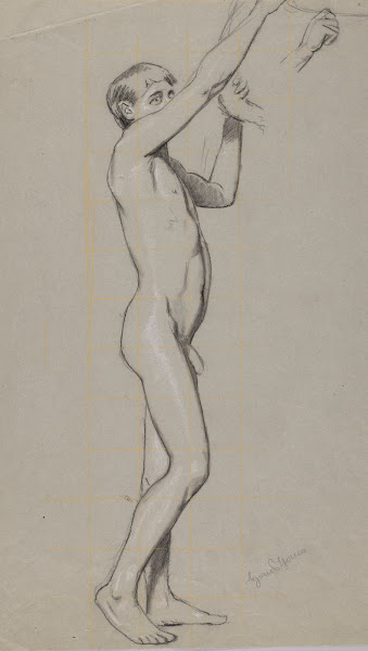 Young Male Nude Sketch of a Clenched Fist 1890