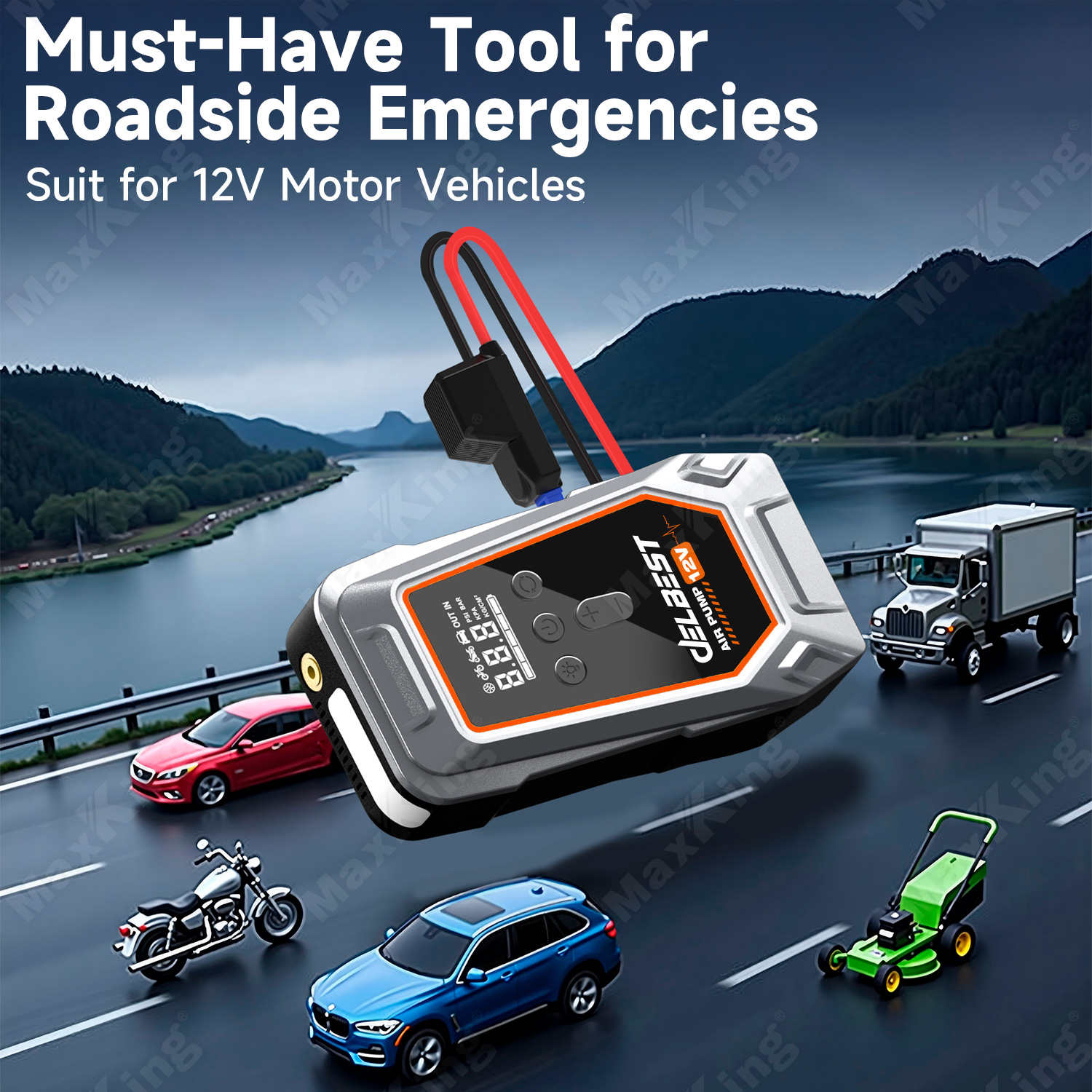 4 in 1 Car tire air pump emergency + start power jump starter and powerbank