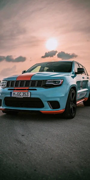 Jeep, Grand Cherokee, SUV, Gulf Livery 4K iPhone Wallpaper Background