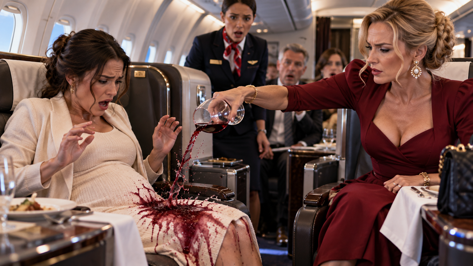 The Turbulence Had Already Stopped When Beatrice Turned Her Wrist And Poured The Rest Of Her Merlot Directly Across Maya Bennett’s Lap.