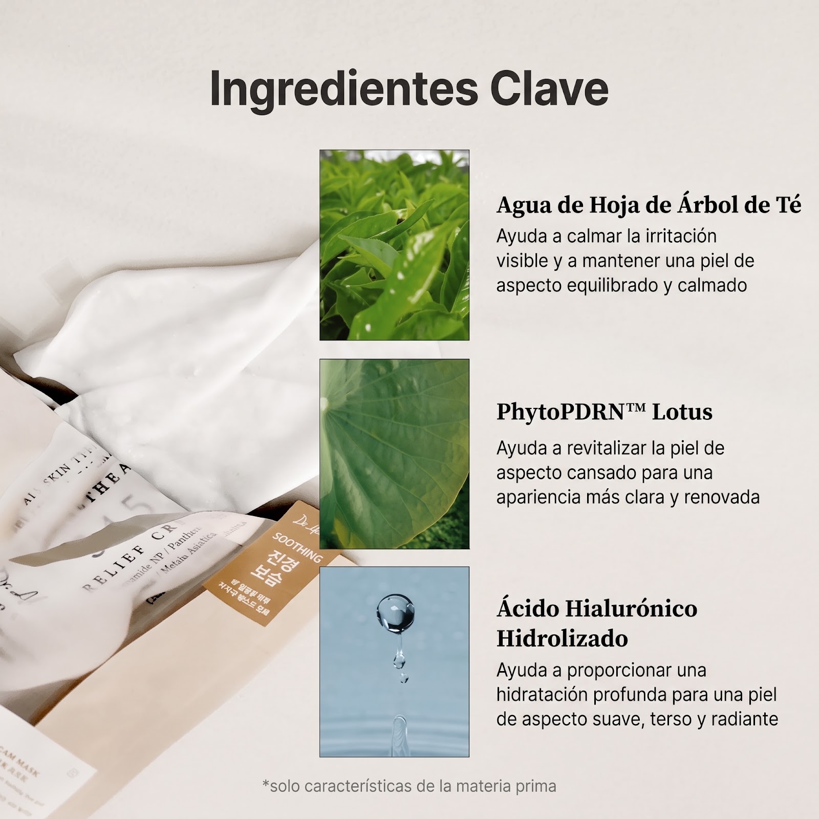 Ingredientes niacinamida y agua de árbol de té