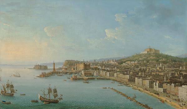 Naples from the south east with the Castel Nuovo