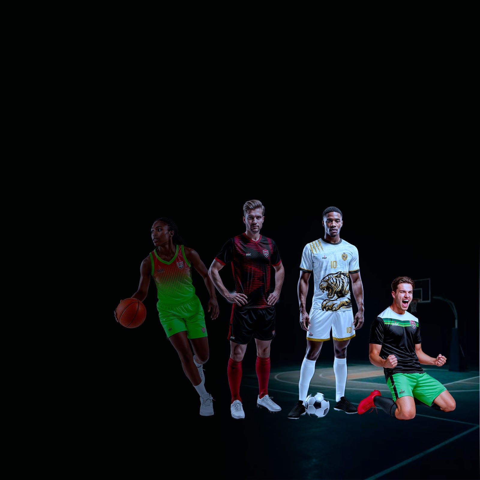 Atletas com uniformes personalizados