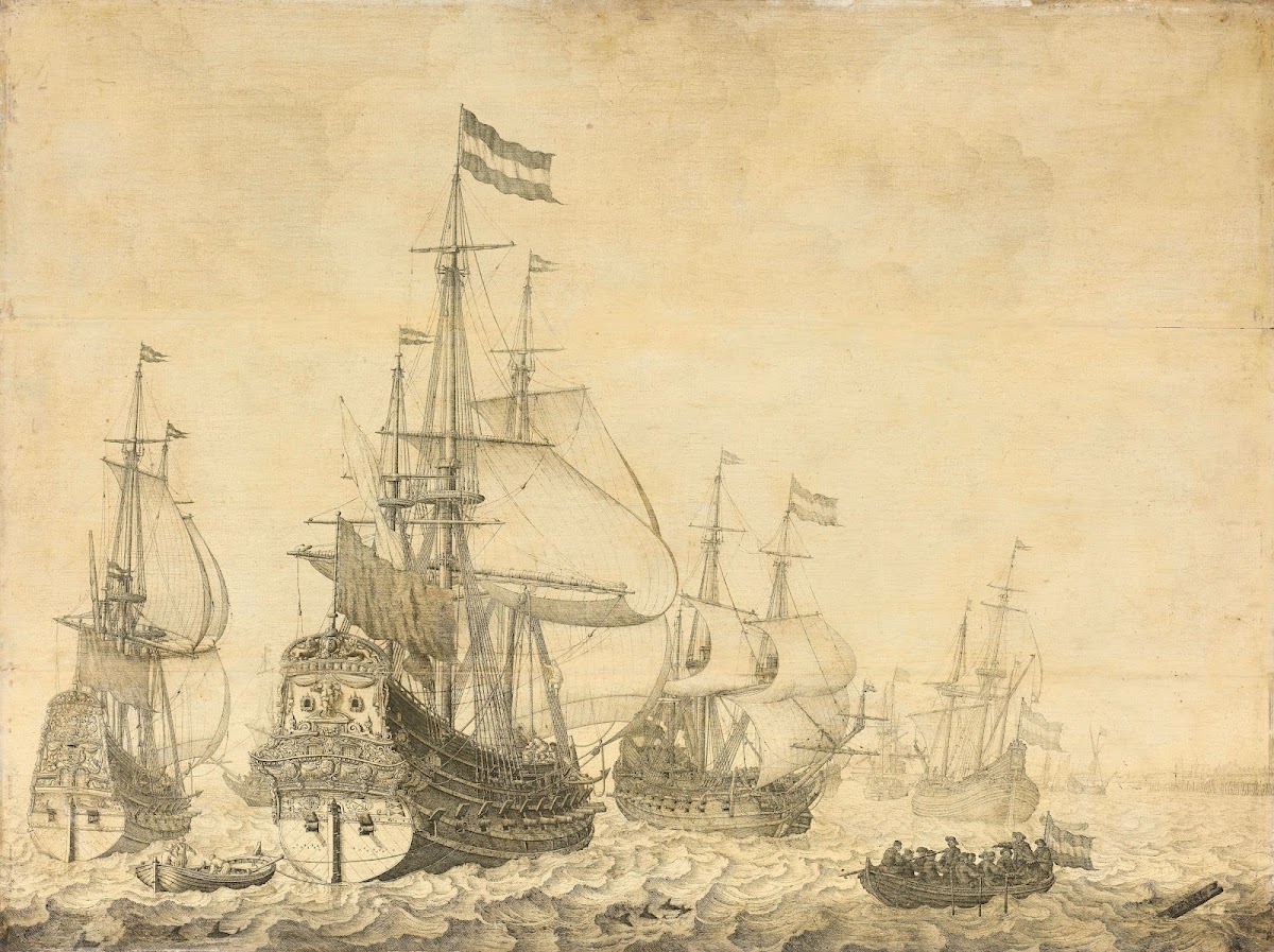 Seascape with the Dutch Men of War including the Drenthe and the Prince Frederic