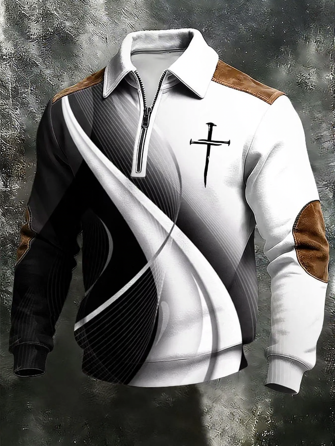 Herren-Sweatshirt mit 3D-Druck und Reißverschluss