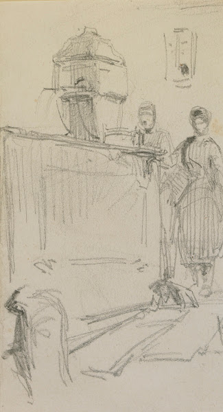 Figures by a fountain 1858
