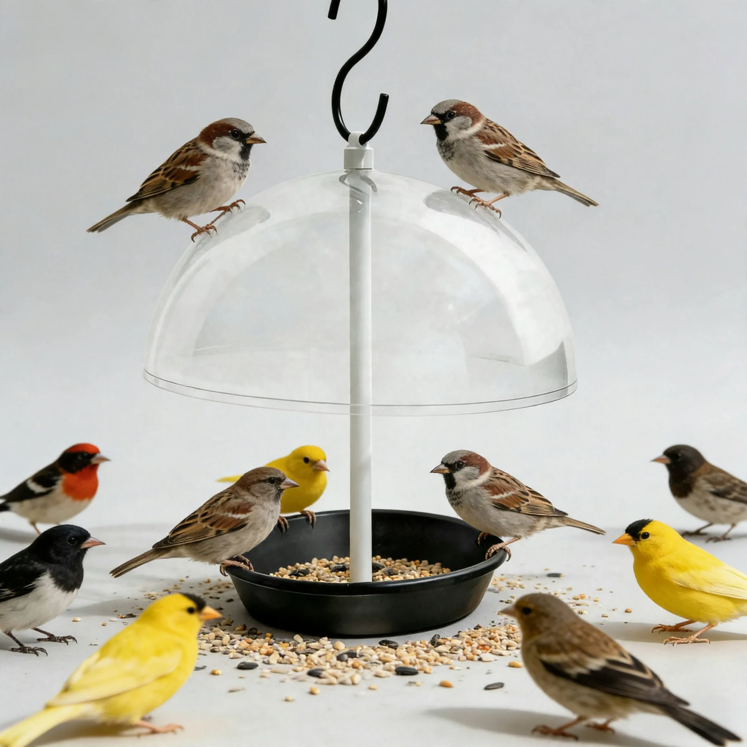 Hemispherical birdbath for hanging in the garden