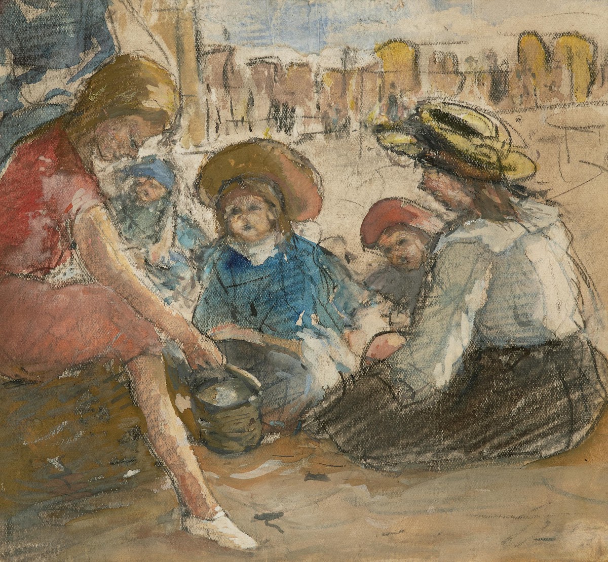 Children At The Beach Near Scheveningen 20th Century
