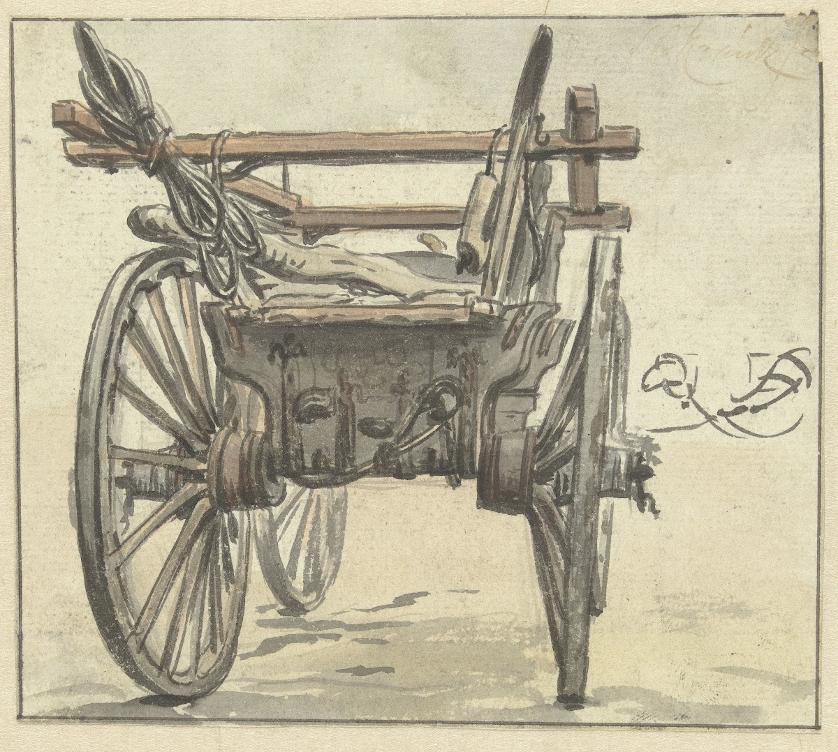 Achterkant van een vierwielige kar 1770   1825