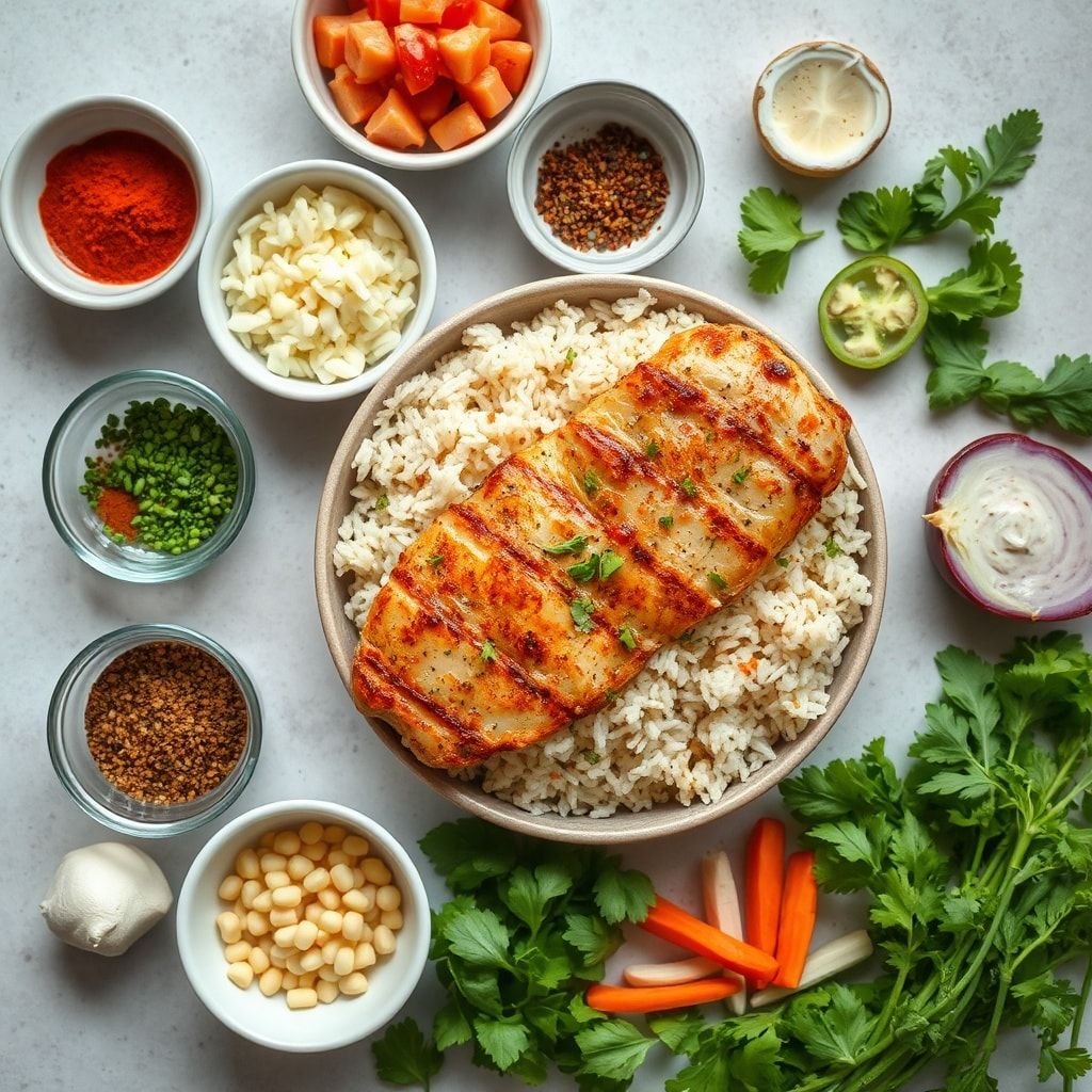 Ingredients for Crispy Chicken Shawarma Rice Salad for Easy Dinner – 40-Minute Family Feast
