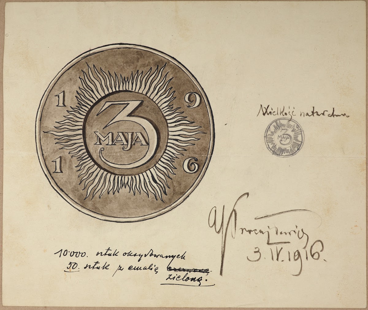 Design of the commemorative badge issued to celebrate the anniversary of the Con