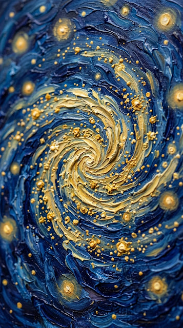 Abstract Digital Painting of Swirling Blue and Yellow Oil Brushstrokes - Free mobile Wallpaper