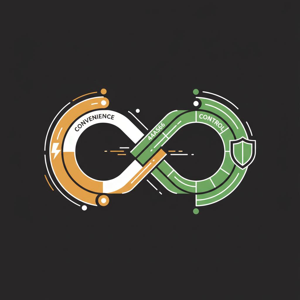 Minimalist 2D vector illustration of two connecting paths representing convenience and control in Finance Police brand colors Coinbase vs Robinhood