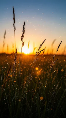 Golden Sunset Through Wild Grass