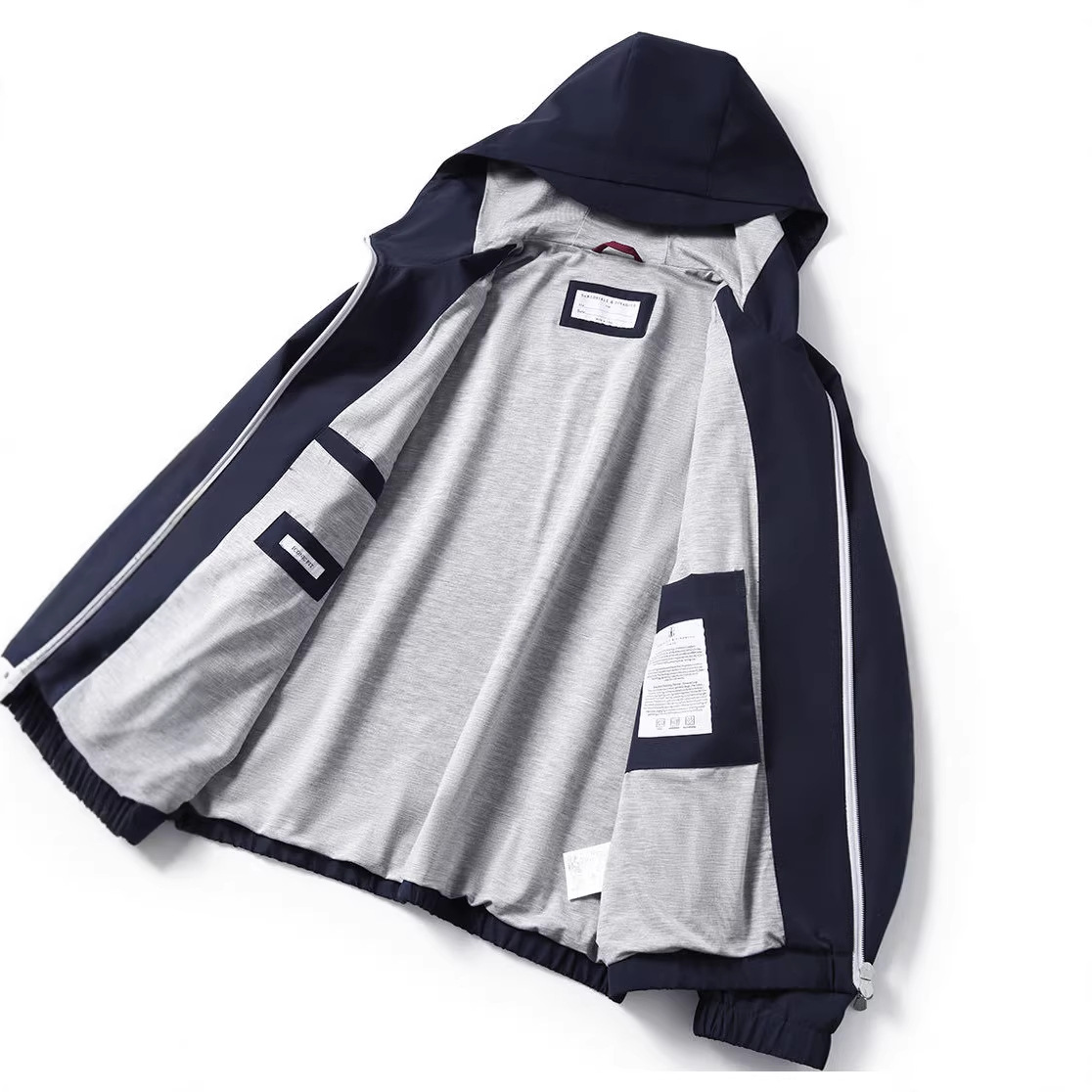 Elegant Men's Hooded Jacket, Wool and Silk