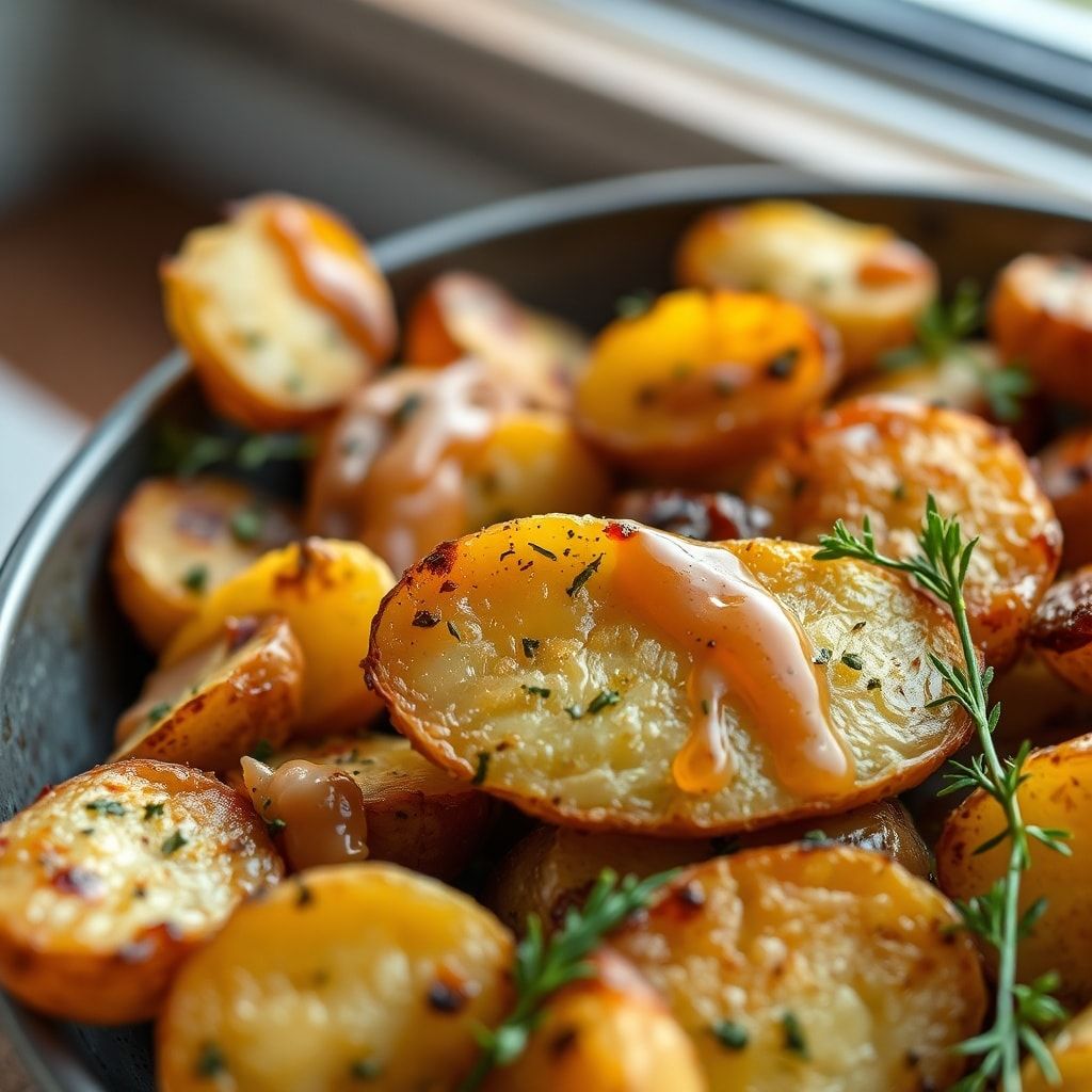 Crispy Oven Roasted Potatoes with Garlic and Herbs (Easy Homemade Side) finished
