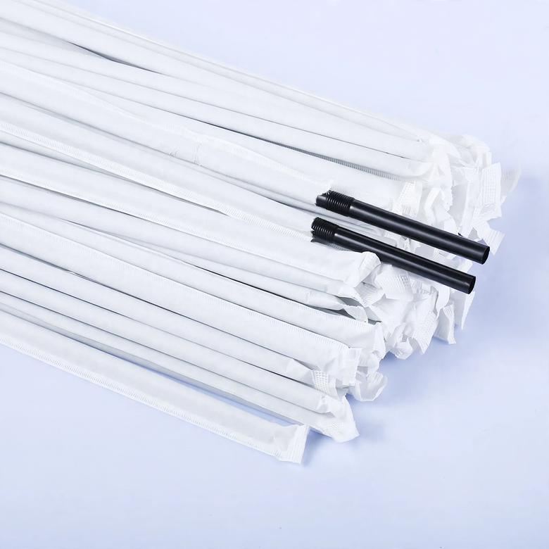 Plastic straws, individually packaged