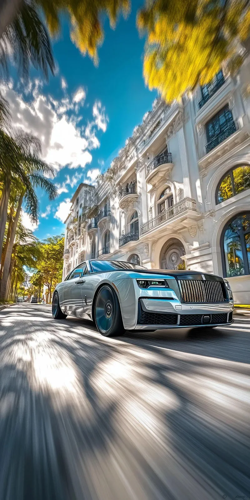 Silver Rolls-Royce Ghost - Automotive Photography Full HD iPhone Wallpaper (1080x2159)
