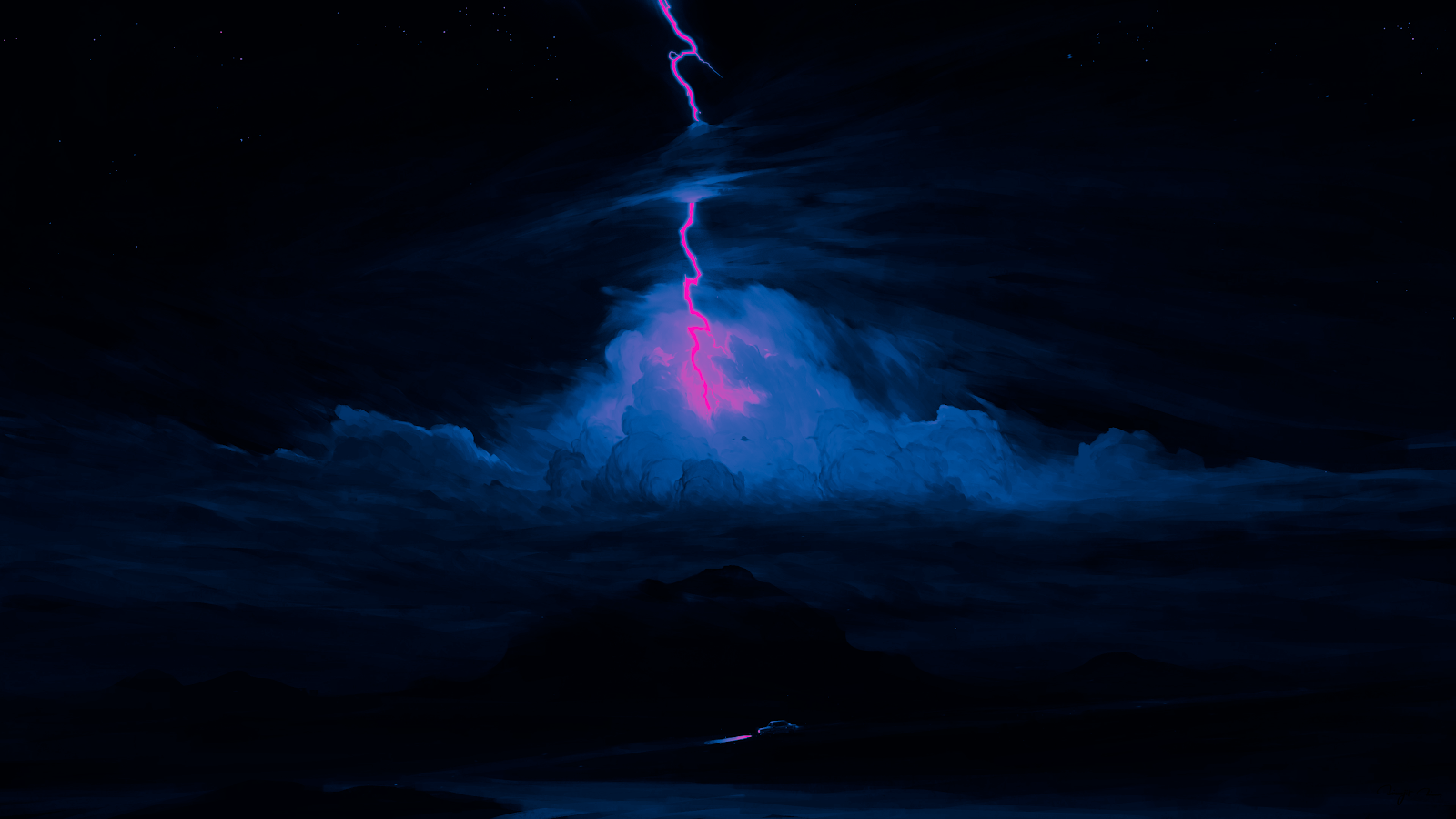 A Stunning Digital Art, Neon, Lightning, Synthwave, Nature 4K Desktop and Mobile Wallpaper Background (3840x2160)