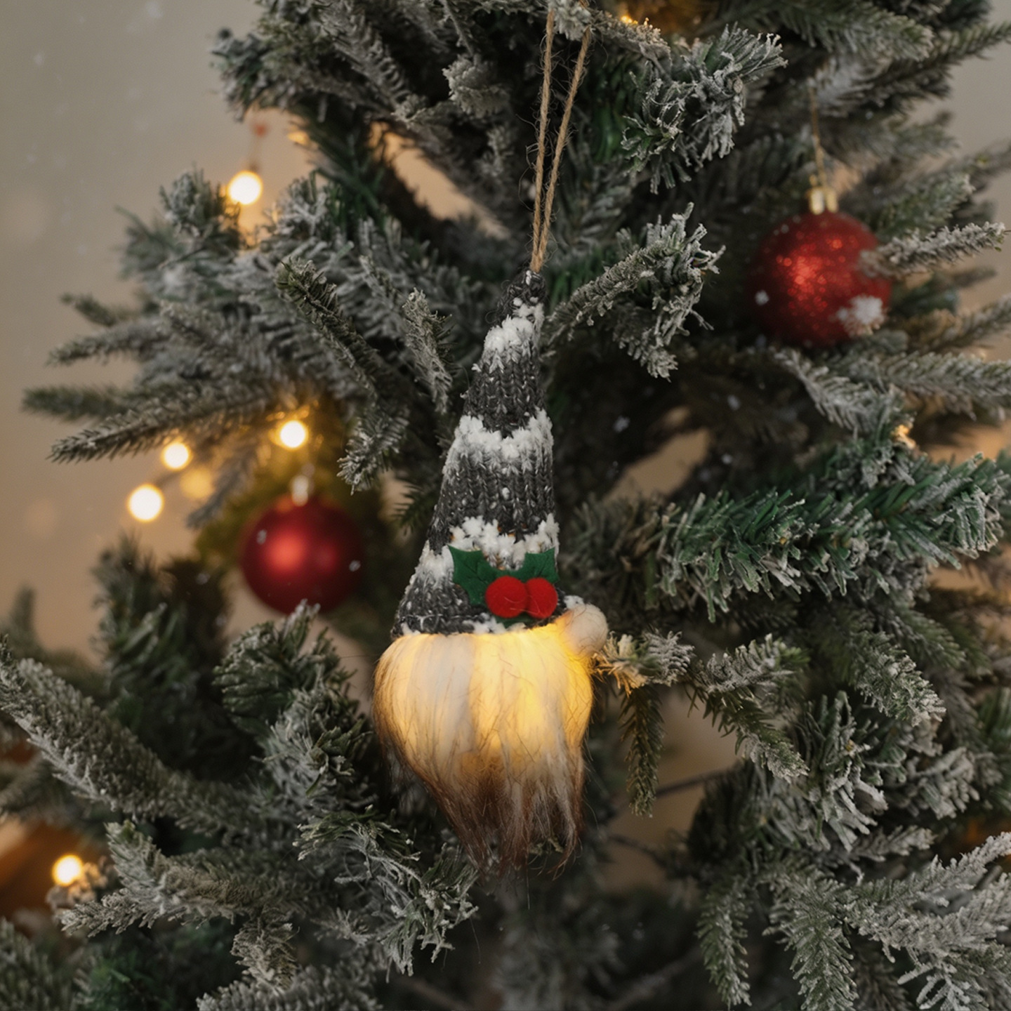 Christmas gnome ornament with knit design