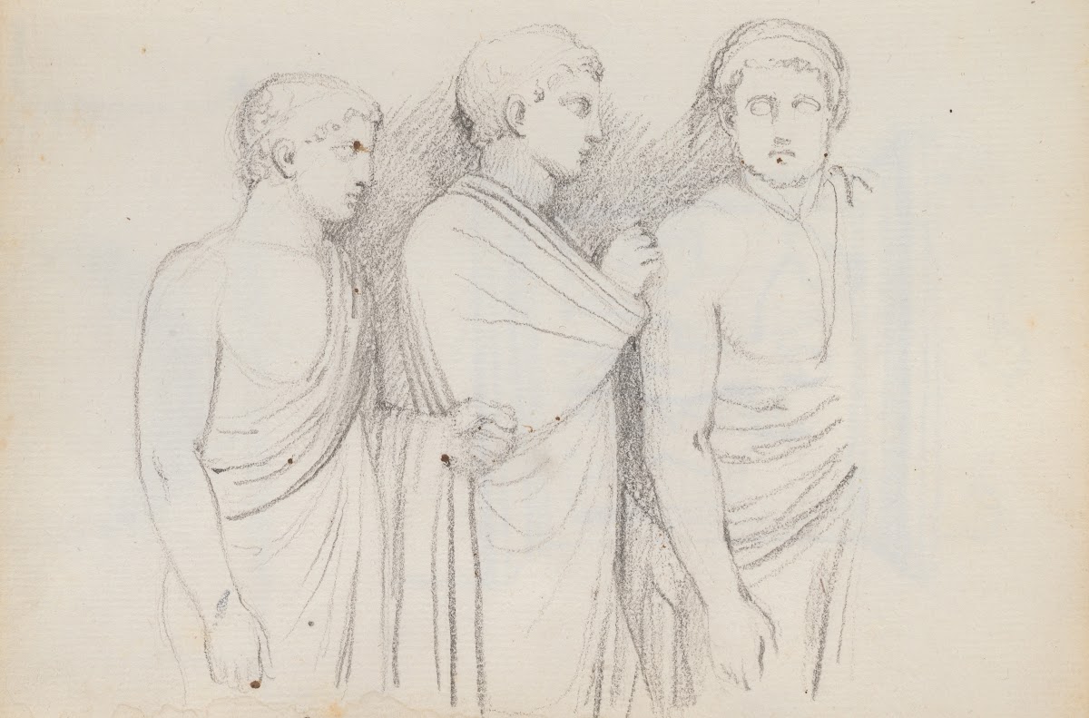 Three Male Figures Three quarter Length 1787