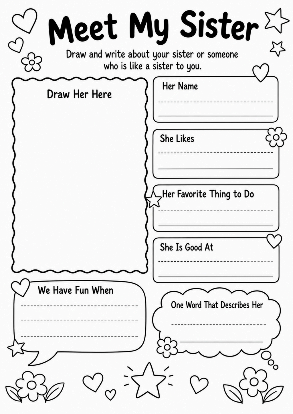 Meet My Sister Worksheet