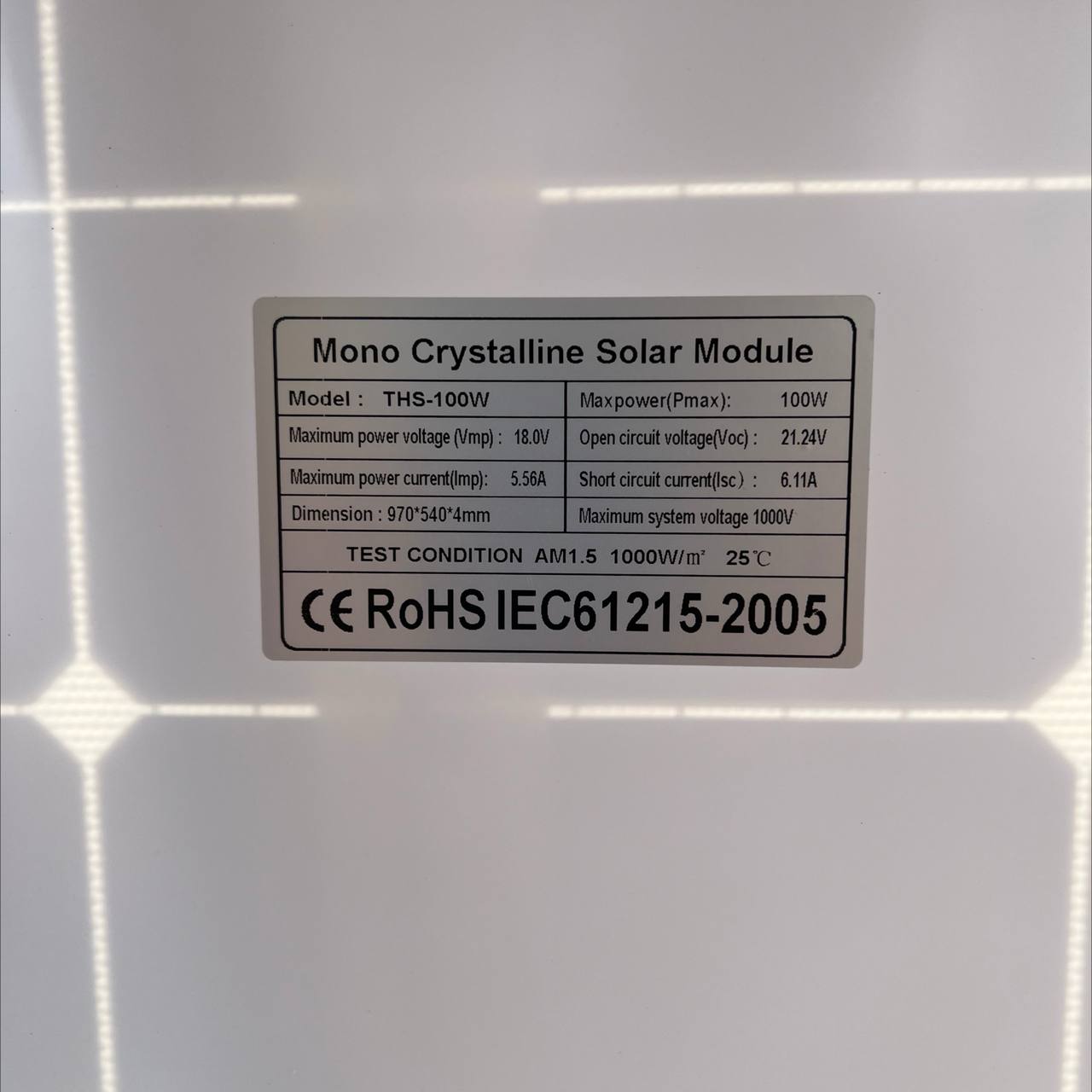 Flexible Solar Panel Outdoor Portable Charging 100W (97*54cm)