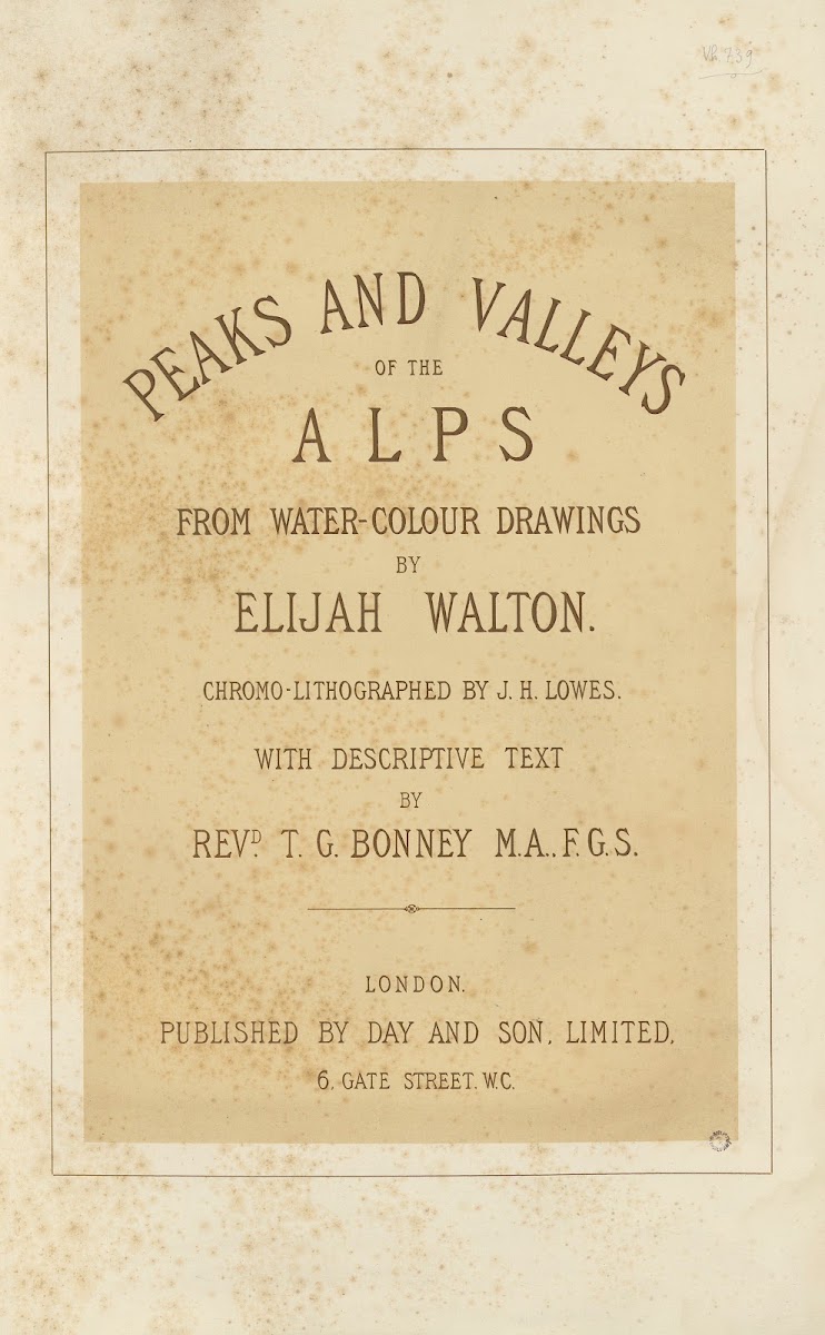 Peaks and Valleys of the Alps  title page 1867