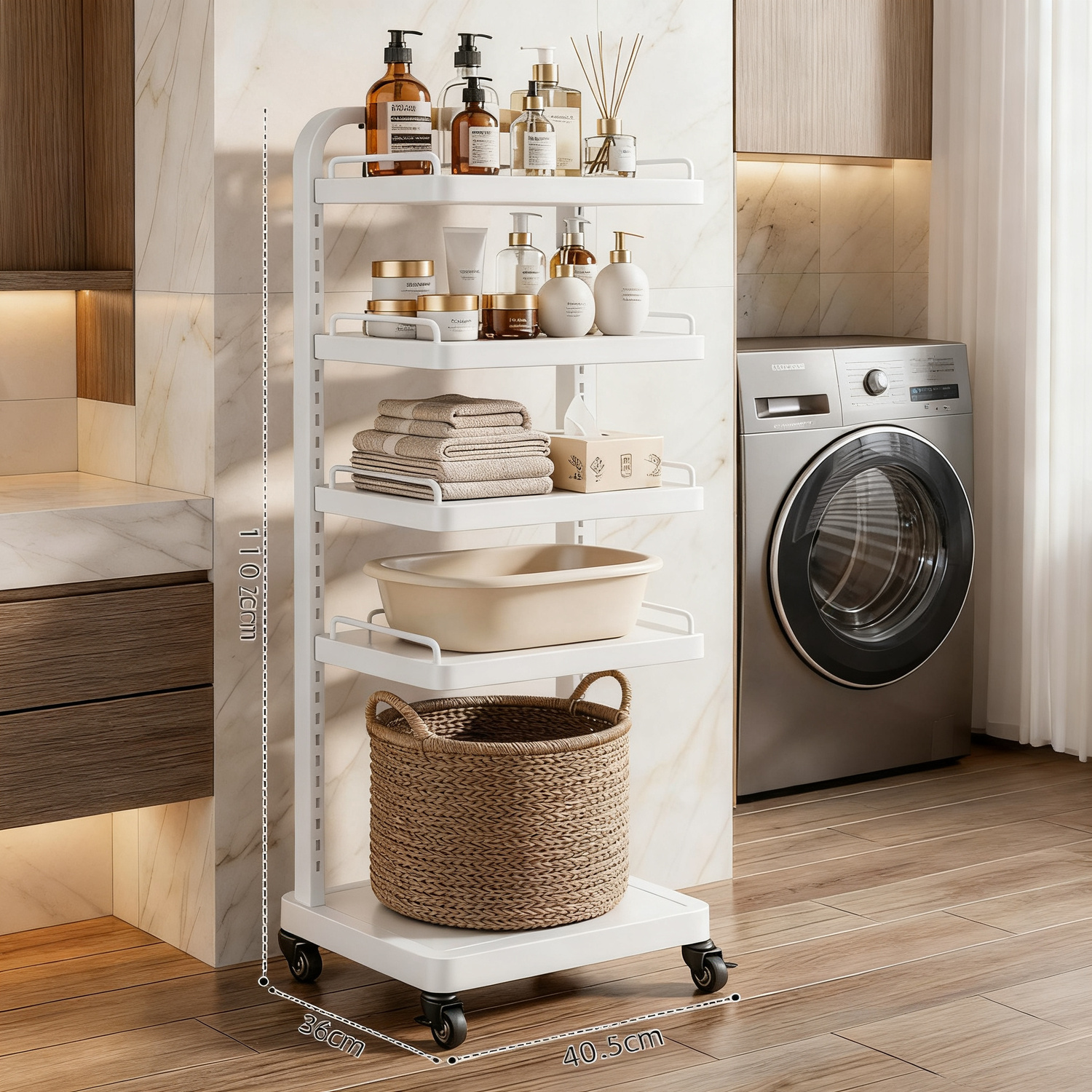 Multi-tiered shelf on wheels, 3–4 levels, steel