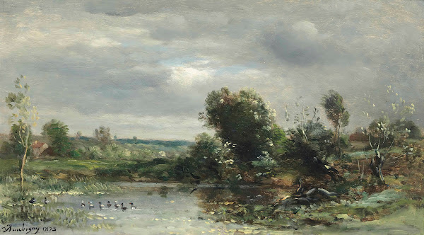 Ducklings On A Lake 1873